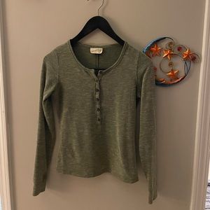 Ribbed Green Long Sleeve Shirt